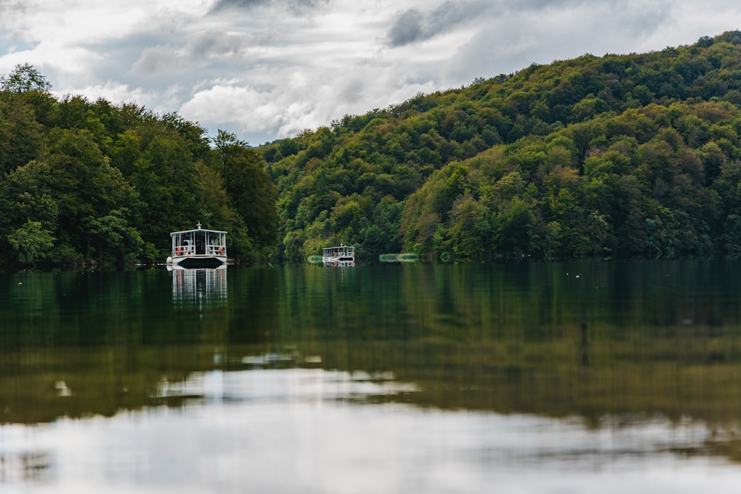 Electric boat crossing Kozjak lake at Plitvice Lakes park