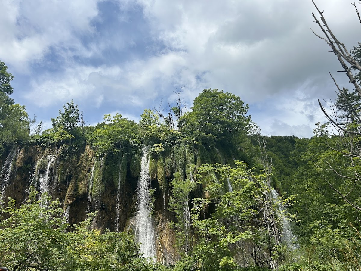 Lower lakes canyon with waterfall and walking path